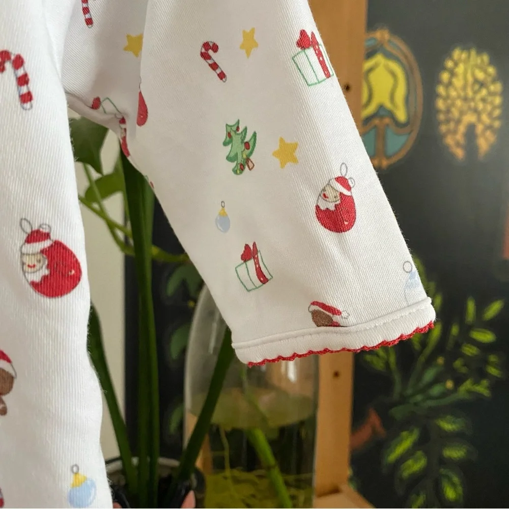 Kissy Kissy Christmas Print Pima Cotton Footie Romper 6-9 months